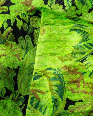 Contemporary Hand-Knotted Overdyed Green Area Rug 8' 1" x 10' 1"