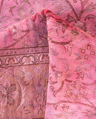 Overdyed Hand-Knotted Wool Modern-Contemporary Pink Area Rug 6' 8" x 9' 7"