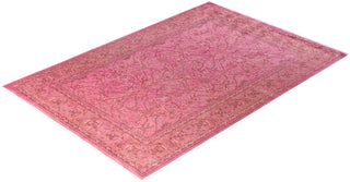 Overdyed Hand-Knotted Wool Modern-Contemporary Pink Area Rug 6' 8" x 9' 7"