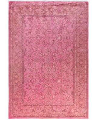 Overdyed Hand-Knotted Wool Modern-Contemporary Pink Area Rug 6' 8" x 9' 7"