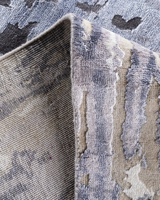 Traditional Ikat Hand Knotted Abstract Silk & Wool Blend Beige Area Rug 9' 1" x 12' 2"