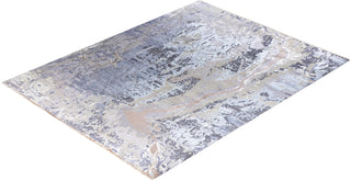 Traditional Ikat Hand Knotted Abstract Silk & Wool Blend Beige Area Rug 9' 1" x 12' 2"