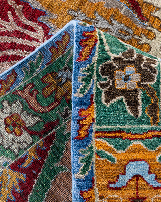 Contemporary Modern Hand Knotted Floral Silk & Wool Blend Red Area Rug 8' 1" x 10' 1"