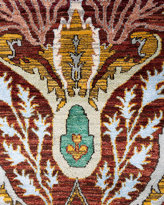 Traditional Ikat Hand Knotted Floral Silk & Wool Blend Blue Area Rug 9' 1" x 12' 4"