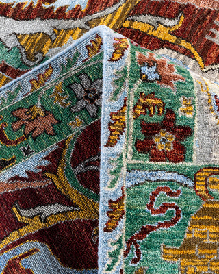 Traditional Ikat Hand Knotted Floral Silk & Wool Blend Blue Area Rug 9' 1" x 12' 4"