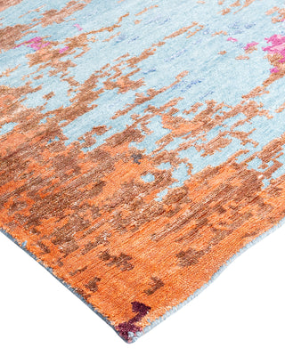 Contemporary Modern Hand Knotted Abstract Silk & Wool Blend Pink Area Rug 9' 2" x 12' 1"