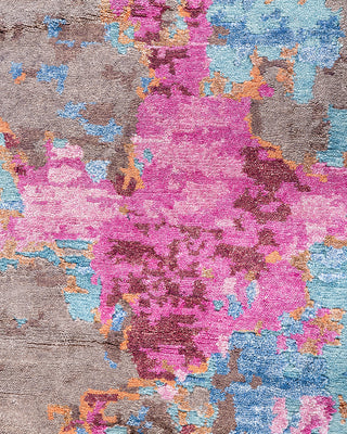 Contemporary Modern Hand Knotted Abstract Silk & Wool Blend Pink Area Rug 9' 2" x 12' 1"