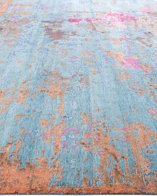 Contemporary Modern Hand Knotted Abstract Silk & Wool Blend Pink Area Rug 9' 2" x 12' 1"
