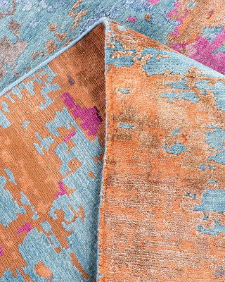 Contemporary Modern Hand Knotted Abstract Silk & Wool Blend Pink Area Rug 9' 2" x 12' 1"