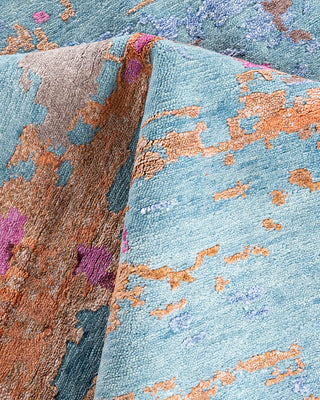 Contemporary Modern Hand Knotted Abstract Silk & Wool Blend Pink Area Rug 9' 2" x 12' 1"
