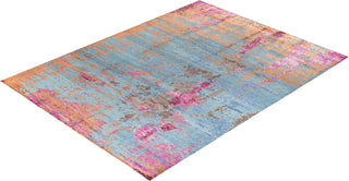Contemporary Modern Hand Knotted Abstract Silk & Wool Blend Pink Area Rug 9' 2" x 12' 1"