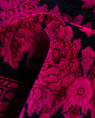 Contemporary Overdyed Wool Hand Knotted Pink Runner 2' 6" x 12' 3"