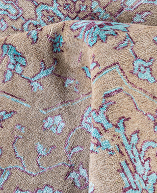 Traditional Abstarct Silk Hand Knotted Brown Area Rug 8' 10" x 12' 1"