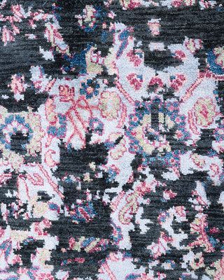 Traditional Ikat Hand Knotted Abstract Silk & Wool Blend Green Area Rug 9' 1" x 12' 1"