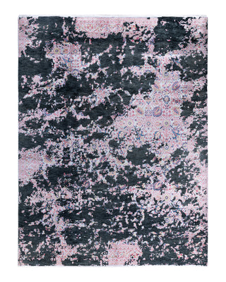 Traditional Ikat Hand Knotted Abstract Silk & Wool Blend Green Area Rug 9' 1" x 12' 1"
