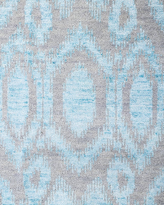 Traditional Ikat Hand Knotted Floral Silk & Wool Blend Beige Area Rug 8' 3" x 10' 2"