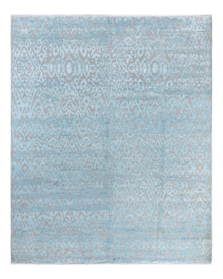 Traditional Ikat Hand Knotted Floral Silk & Wool Blend Beige Area Rug 8' 3" x 10' 2"