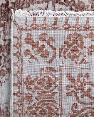 Traditional Ikat Hand Knotted Abstract Silk & Wool Blend Gray Area Rug 8' 1" x 10' 0"