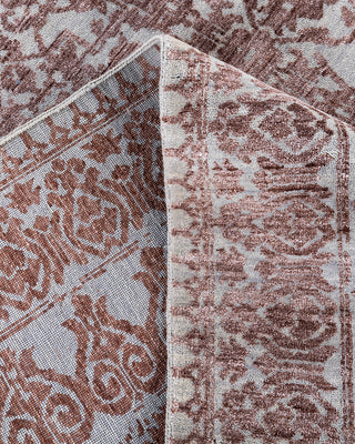 Traditional Ikat Hand Knotted Abstract Silk & Wool Blend Gray Area Rug 8' 1" x 10' 0"