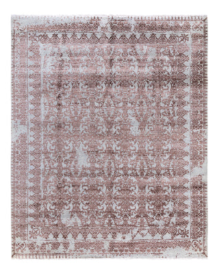 Traditional Ikat Hand Knotted Abstract Silk & Wool Blend Gray Area Rug 8' 1" x 10' 0"