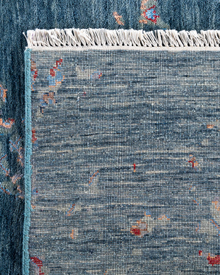 Traditional Ikat Hand Knotted Abstract Silk & Wool Blend Green Area Rug 9' 1" x 12' 2"