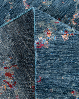 Traditional Ikat Hand Knotted Abstract Silk & Wool Blend Green Area Rug 9' 1" x 12' 2"