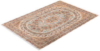 Traditional Hand Knotted Beige Area Rug 6' 2" x 9' 2"