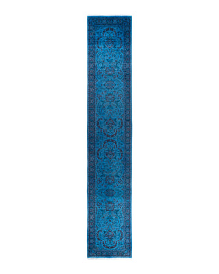 Fine Vibrance, One-of-a-Kind Hand-Knotted Runner Rug  - Blue, 2' 8" x 14' 7"