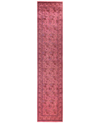 Contemporary Overdyed Wool Hand Knotted Pink Runner 2' 6" x 12' 3"