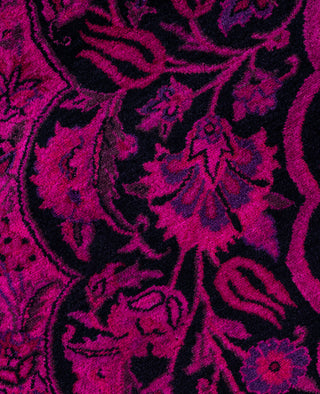 Contemporary Overdyed Wool Hand Knotted Purple Round Area Rug 8' 1" x 8' 3"