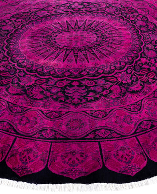 Contemporary Overdyed Wool Hand Knotted Purple Round Area Rug 8' 1" x 8' 3"