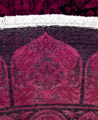 Contemporary Overdyed Wool Hand Knotted Purple Round Area Rug 8' 1" x 8' 3"