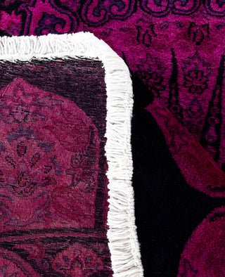 Contemporary Overdyed Wool Hand Knotted Purple Round Area Rug 8' 1" x 8' 3"