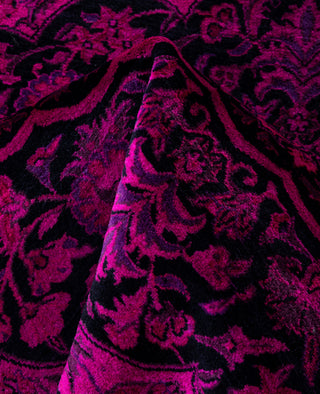 Contemporary Overdyed Wool Hand Knotted Purple Round Area Rug 8' 1" x 8' 3"