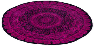 Contemporary Overdyed Wool Hand Knotted Purple Round Area Rug 8' 1" x 8' 3"