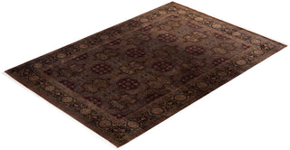 Modern Overdyed Hand Knotted Wool Brown Area Rug 6' 5" x 9' 3"