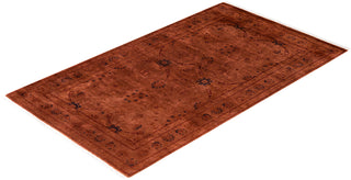 Modern Overdyed Hand Knotted Wool Brown Area Rug 3' 2" x 5' 7"