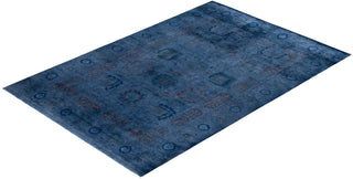 Overdyed One-of-a-Kind Wool Blue Area Rug 6' 1" x 9' 4"