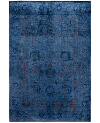 Overdyed One-of-a-Kind Wool Blue Area Rug 6' 1" x 9' 4"
