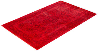 Overdyed Hand-Knotted Wool Modern-Contemporary Pink Area Rug 4' 7" x 7' 5"