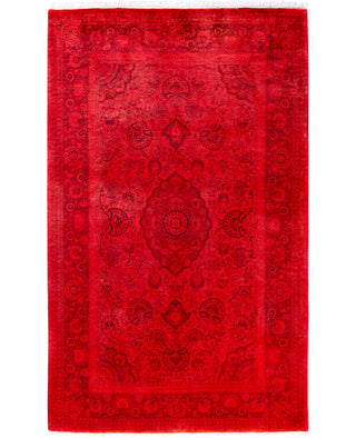 Overdyed Hand-Knotted Wool Modern-Contemporary Pink Area Rug 4' 7" x 7' 5"