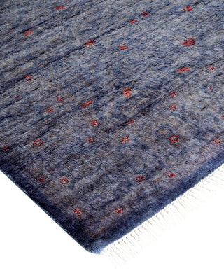 Contemporary Hand Knotted Overdyed Purple Area Rug 4' 2" x 6' 5"