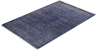 Modern Overdyed Hand Knotted Wool Purple Area Rug 4' 2" x 6' 5"