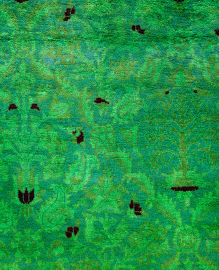 Overdyed Hand-Knotted Wool Modern-Contemporary Green Area Rug 4' 2" x 6' 3"