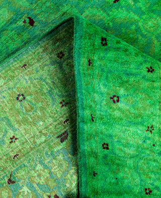 Overdyed Hand-Knotted Wool Modern-Contemporary Green Area Rug 4' 2" x 6' 3"