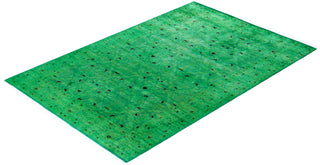 Overdyed Hand-Knotted Wool Modern-Contemporary Green Area Rug 4' 2" x 6' 3"