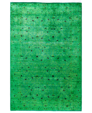 Overdyed Hand-Knotted Wool Modern-Contemporary Green Area Rug 4' 2" x 6' 3"