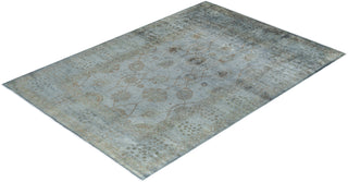 Contemporary Overyed Wool Hand Knotted Silver Area Rug 6' 1" x 8' 10"