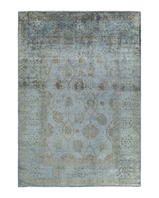 Contemporary Overyed Wool Hand Knotted Silver Area Rug 6' 1" x 8' 10"