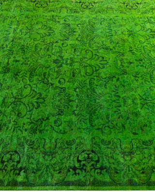 Contemporary Overdyed Wool Hand Knotted Green Area Rug 4' 2" x 6' 3"